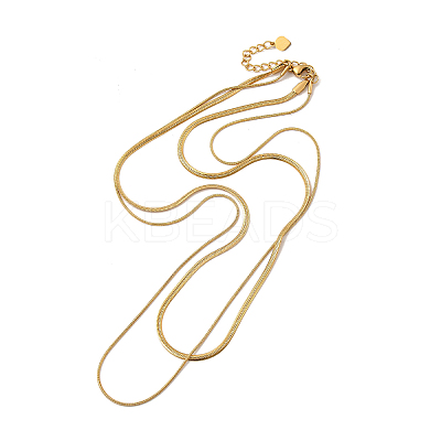 Ion Plating(IP) 304 Stainless Steel Round Snake & Herringbone Chains Double Layer Necklace for Men Women NJEW-E046-03G-1