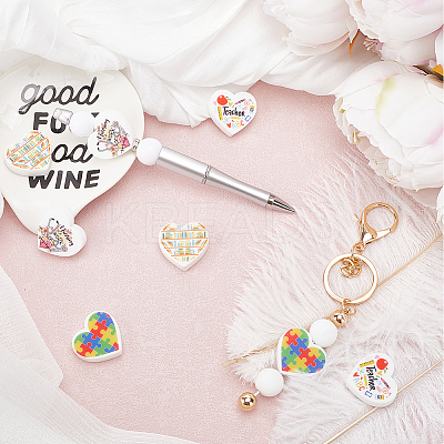 8Pcs 4 Style Heart Silicone Focal Beads SIL-SC0001-65-1