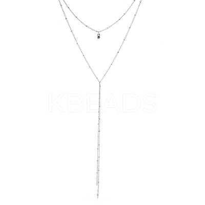 Fashionable Y-Set Double-layer Necklace - Simple and Elegant Beaded Tassel Sweater Chain for Women ST2475520-1