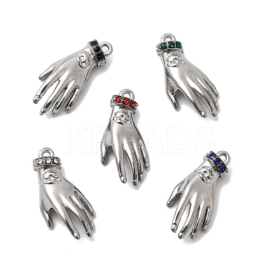 304 Stainless Steel Micro Pave Rhinestone Pendants STAS-G369-09P-1