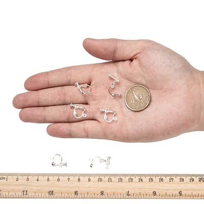 Brass Screw On Clip-on Earring Findings X-KK-L164-01S-1