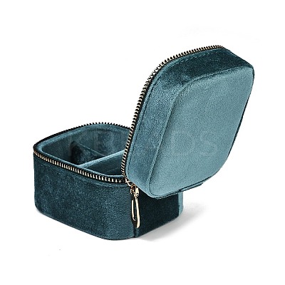 Mini Rectangle Velvet Jewelry Storage Zipper Boxes with Mirror Inside CON-Z009-04A-1