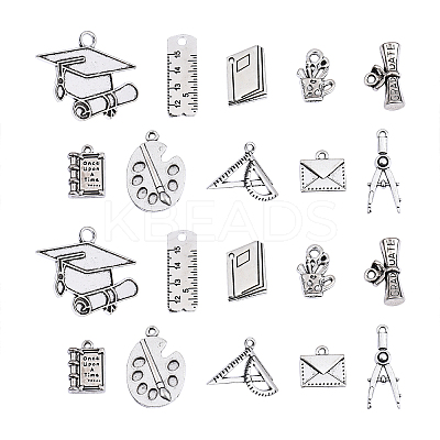 100pcs 10 Style Tibetan Style Alloy Pendants for Teachers' Day TIBEP-CJ0001-28-1
