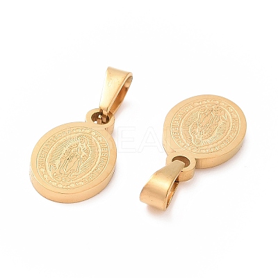 Ion Plating(IP) Oval with Virgin Mary & Word 304 Stainless Steel Charms LS-STAS-I036-12-1