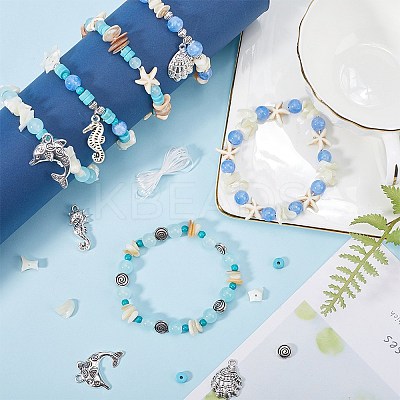 DIY Natural Ocean Shell Stackable Bracelet Making Kit DIY-SC0024-31-1