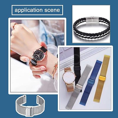 8 Sets 4 Style 304 Stainless Steel Watch Band Clasps STAS-UN0031-24-1