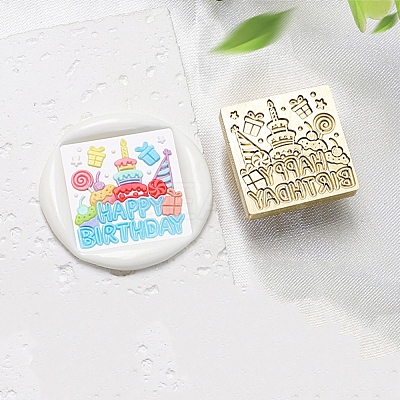 Golden Tone Wax Seal Brass Stamp Heads AJEW-U008-02G-15-1