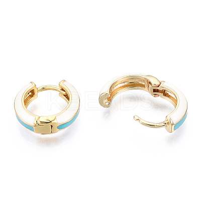 Brass Huggie Hoop Earrings LS-EJEW-S209-07C-1