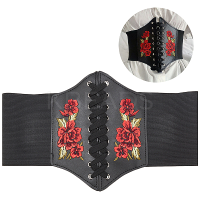 1Pc PU Leather Wide Elastic Corset Belts AJEW-WR0002-01B-1