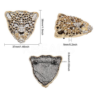 2Pcs 2 Colors Rhinestone Leopard Brooch Pin JEWB-CA0001-27-1