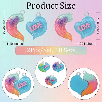 10 Sets Gradient Color Opaque Resin Pendants RESI-SZ0001-91G-1