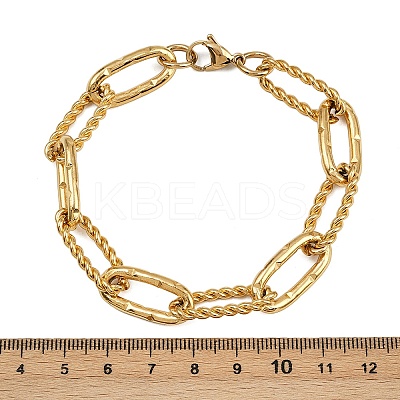 304 Stainless Steel Paperclip Chain Bracelets for Women Men BJEW-Z143-24G-1
