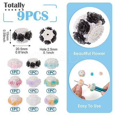 7Pcs 7 Colors Polymer Clay with Imitation Pearl Beads CLAY-TA0001-78-1