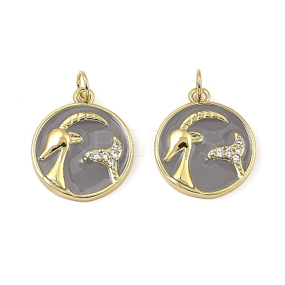 Brass with Enamel Cubic Zirconia Pendants KK-K346-01G-1