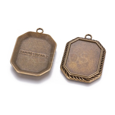 Tibetan Style Pendant Cabochon Settings X-TIBEP-A22961-AB-FF-1