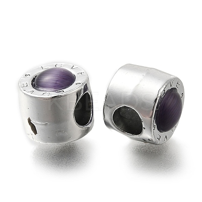 Rack Plating Alloy Glass European Beads FIND-H005-15P-1