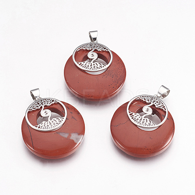 Natural Red Jasper Pendants KK-F751-B04-1