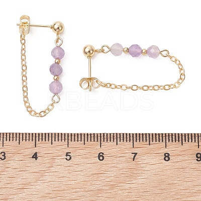 4 Pairs 4 Styles Natural Agate & Amethyst & Apatite & Green Aventurine Dangle Stud Earrings EJEW-TA00801-1