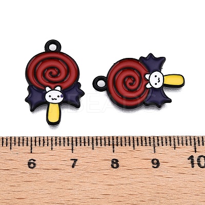 Halloween Theme Spray Painted Alloy Enamel Pendants ENAM-T020-09K-1