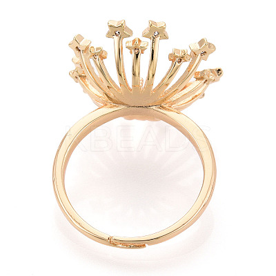 Star Brass Micro Pave Clear Cubic Zirconia Adjustable Ring Settings KK-T076-22G-1