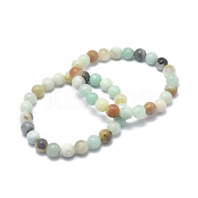 Natural Amazonite Bead Stretch Bracelets BJEW-K212-C-007-1