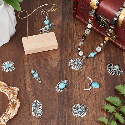 16Pcs 8 Style Resin Imitation Turquoise Pendants FIND-SC0007-68-1