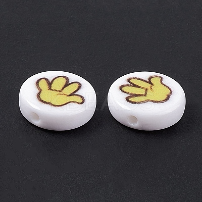 Opaque Printed Acrylic Beads SACR-F004-01B-1