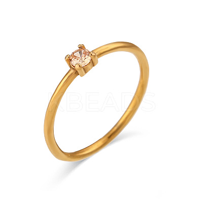 Flat Round 304 Stainless Steel Micro Pave Cubic Zirconia Finger Rings FS-WG2DA17-55-1