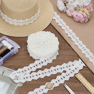 Cotton Flower Lace Ribbon OCOR-WH0105-067B-1