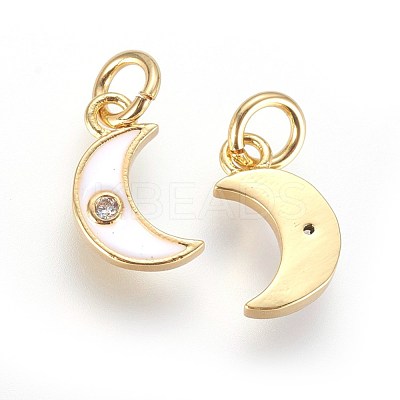 Brass Micro Pave Cubic Zirconia Charms ZIRC-G150-08G-03-1