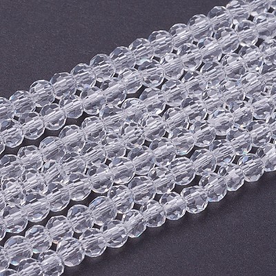 Faceted(32 Facets) Round Glass Beads Strands X-EGLA-J042-4mm-12-1