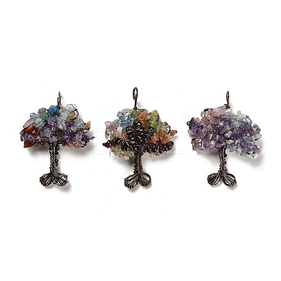 Natural Mixed Gemstone Chip Big Pendants G-F763-06R-1