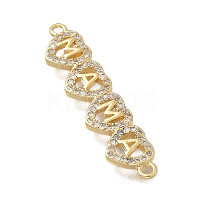 Mother's Day Brass Micro Pave Clear Cubic Zirconia Heart with Word MAMA Links KK-D431-003G-1