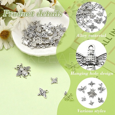 Bees Tibetan Styles Alloy Pendants for Jewelry Making Crafts FIND-YW0005-10-1