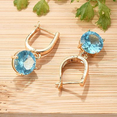 Flat Round Brass Pave Cubic Zirconia Hoop Earrings for Women EJEW-G428-22G-1