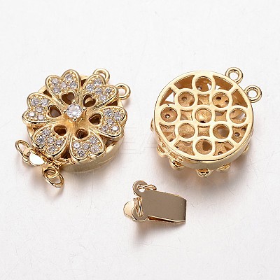 Brass Cubic Zirconia Box Clasps ZIRC-O020-01G-NR-1