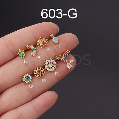 316L Surgical Stainless Steel Micro Pave Cubic Zirconia Cartilage Earrings WG7DF17-06-1