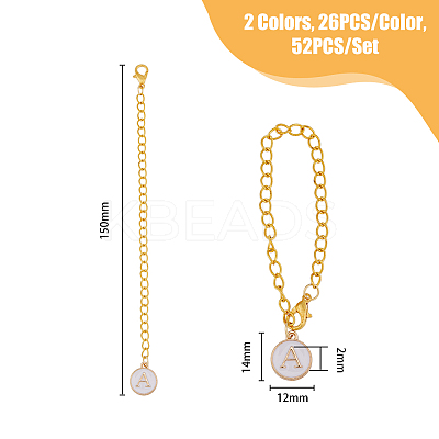 Flat Round with Letter A~Z Alloy Enamel Pendant Decorations HJEW-AB00371-1