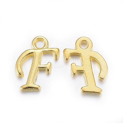 Golden Plated Alloy Letter Pendants X-PALLOY-P097-01-F-1