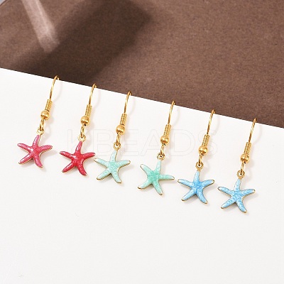 Ocean Series 304 Stainless Steel Enamel Dangle Earrings EJEW-K017-01C-G-1