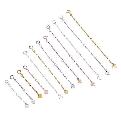 12 Pieces Extension Chain with lobster buckle Sterling Silver Extender Chains Necklace Bracelet Anklet Removable Chain Extenders Charms for DIY Jewelry Making Accessories JX630A-1
