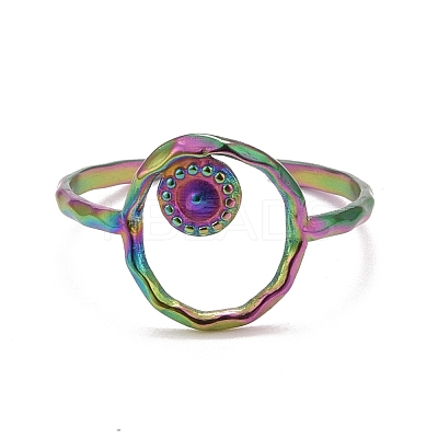 Rainbow Color Ion Plating(IP) 304 Stainless Steel Open Cuff Rings RJEW-A005-08-1