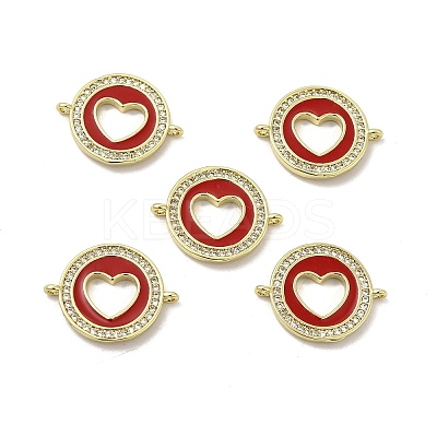 Brass Micro Pave Clear Cubic Zirconia Connector Charms KK-E068-VB053-2-1