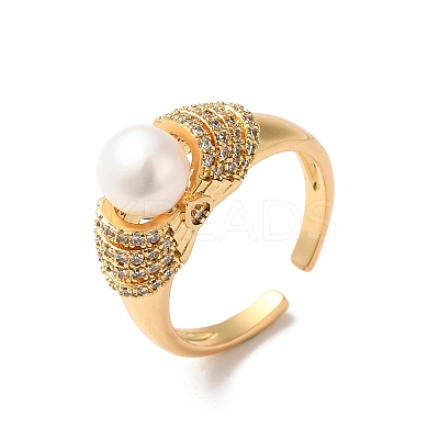 Brass Micro Pave Cubic Zirconia Cuff Rings RJEW-P088-05G-1