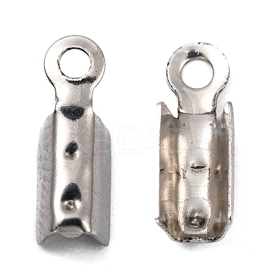 Tarnish Resistant 201 Stainless Steel Fold Over Crimp Cord Ends STAS-R055-08-1