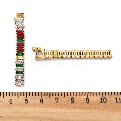 304 Stainless Steel Colorful Cubic Zirconia Tassel Stud Earrings EJEW-Z094-01D-G01-1