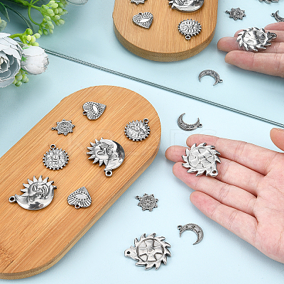 12Pcs 6 Style 304 Stainless Steel Pendants STAS-DC0003-38-1