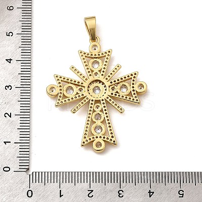Cross Brass Micro Pave Clear Cubic Zirconia Pendants KK-G435-25G-1