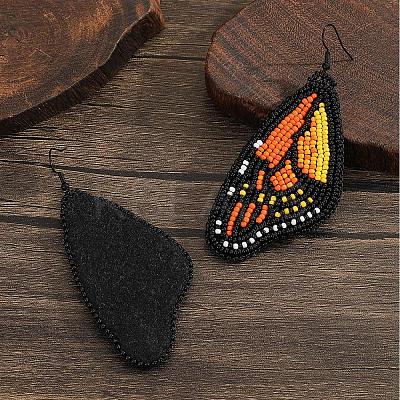 Bohemian Style Green Butterfly Wing Glass Bead Handmade Dangle Earrings FV2215-1