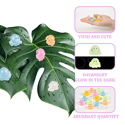 120Pcs 6 Colors Luminous Transparent Resin Octopus Display Decorations Glow in the Dark RESI-SP0001-46-1